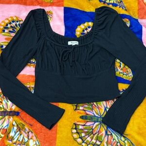 🖤 Madewell Black Tie-Top Crop Top 🖤
